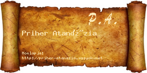 Priher Atanázia névjegykártya